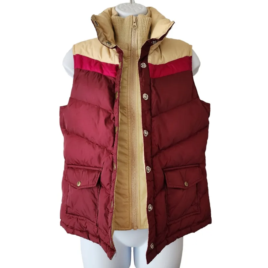 Vintage Old Navy Burgundy Down Puffer Vest Women’s Size Small - Image 9