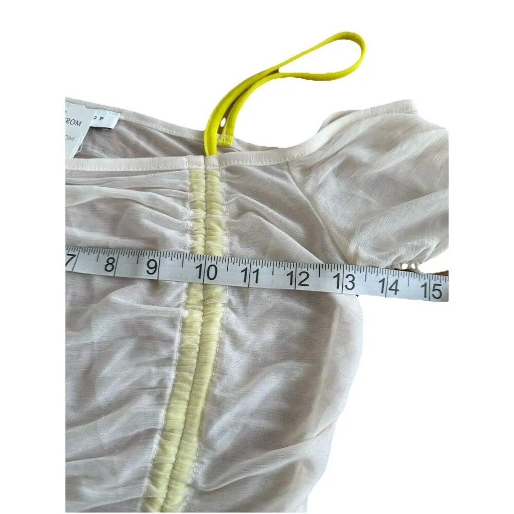 Top Shop y2k Grunge Mesh Top Tunic Off Shoulder  Ruched  Long Sleeve Sexy Sz 4-6 - Image 7