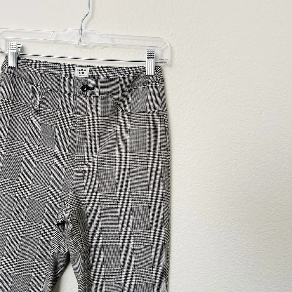 [Sunday Best] Black White Houndstooth Check Plaid Freshman Straight Leg Pants 0 - Image 8