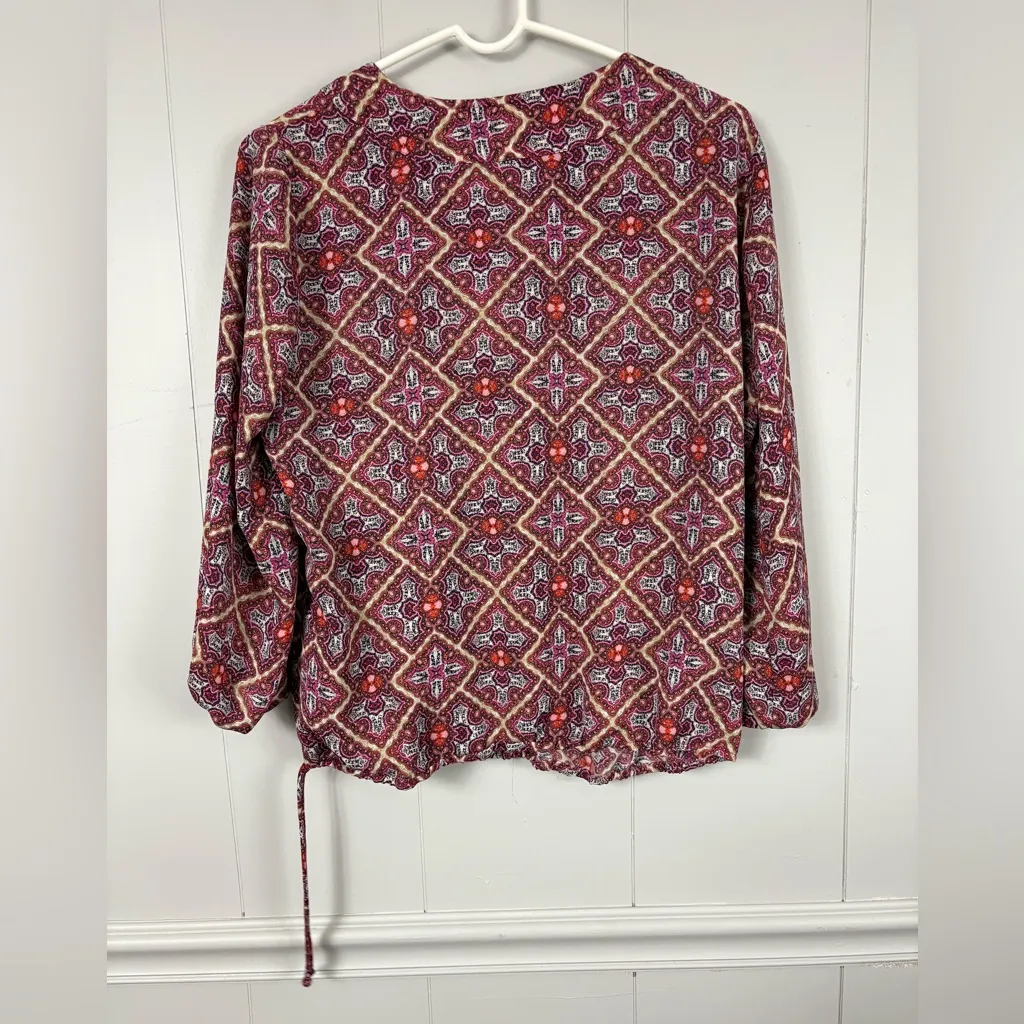 Laundry by Shelli Segal Tunic Top Adjustable Waist Boho Geometric Bishop Sleeve - Image 6