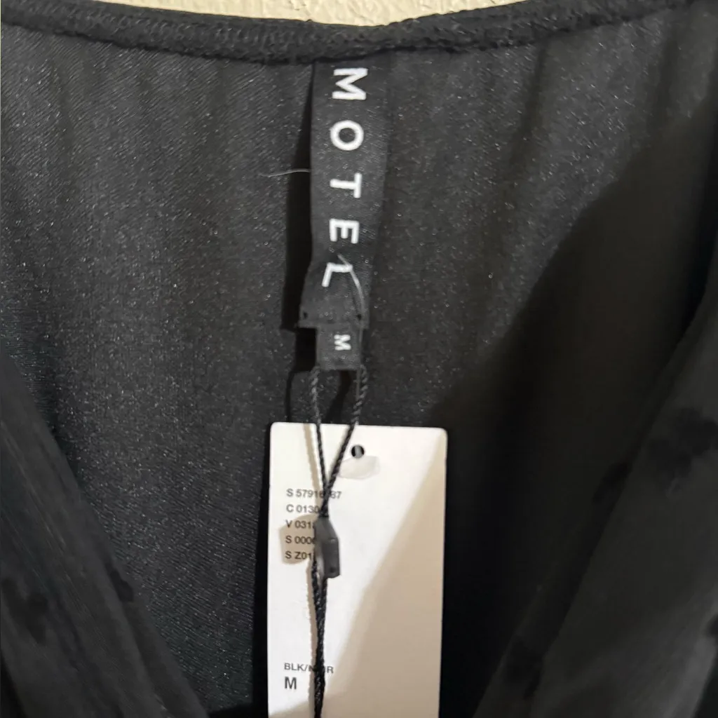 Motel Jemora Black Flock Flutterby Mini Dress Size M Size M - Image 12