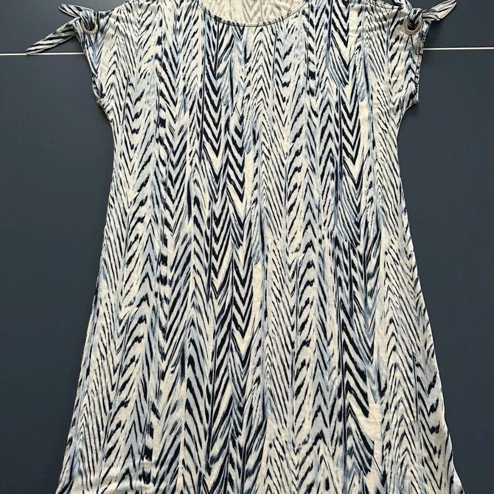 Women’s Calvin Klein Dress Blue / White Patterned Cold Shoulder XS Extra Small - Image 10