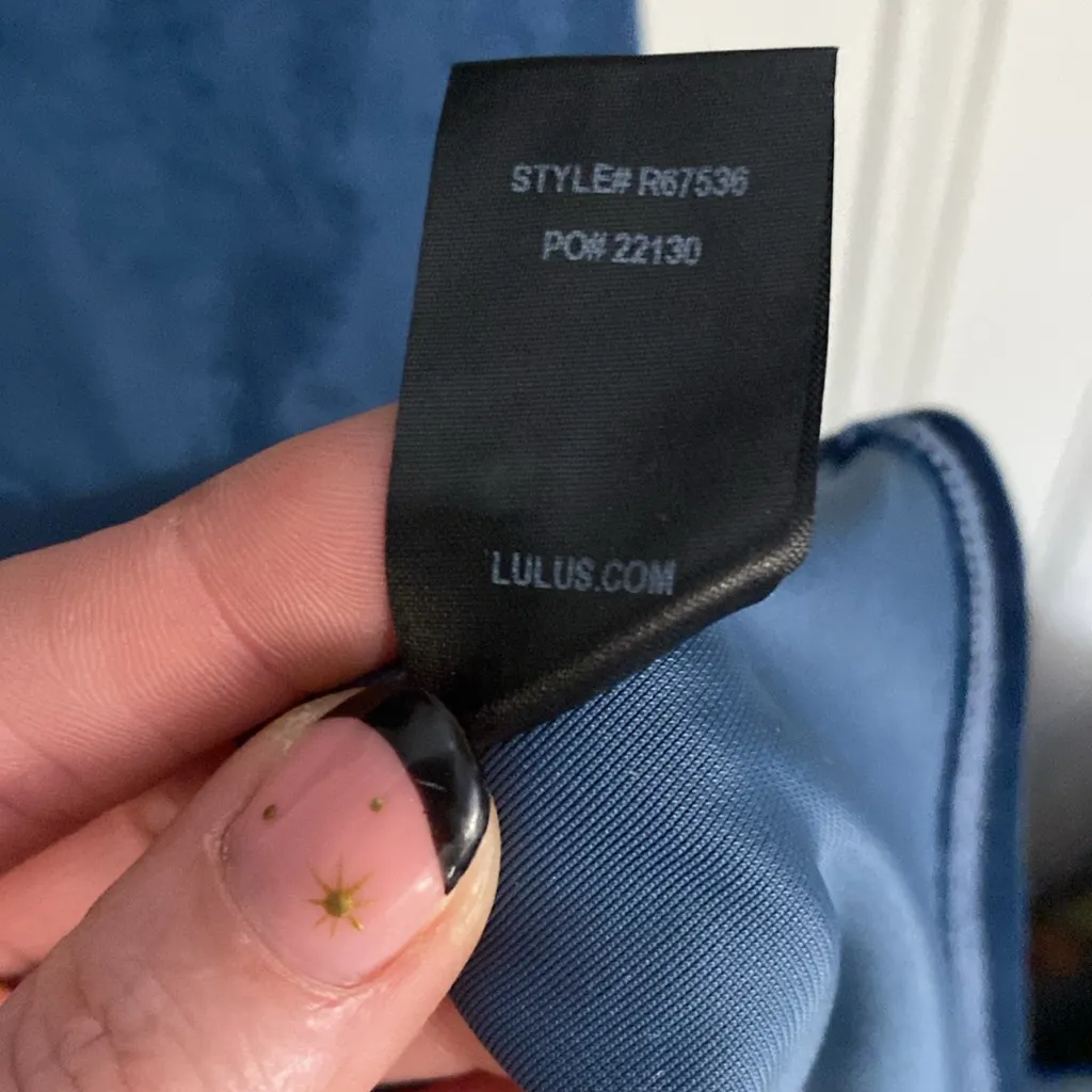 Lulus Size XS Honey Love Light Blue Velvet Bodycon Wrap Dress Romantic Cocktail - Image 9