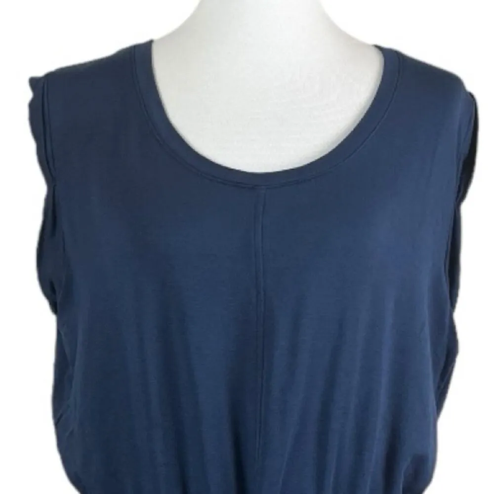 Lou & Grey Women’s Romper Pockets Sleeveless Ponte Knit Navy Blue Size Large - Image 5