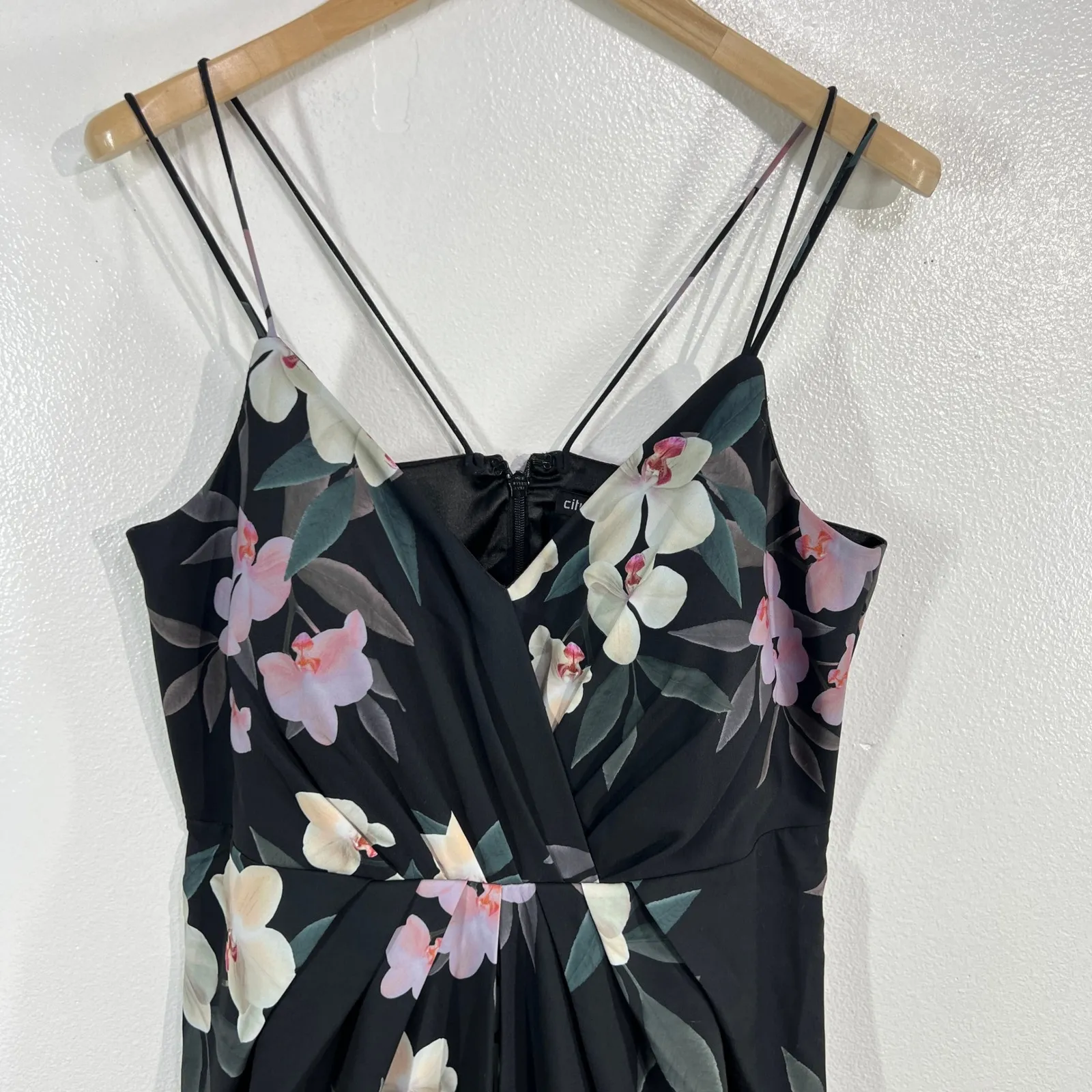 City Chic Maxi Dress Floral Print Draped Sleeveless‎ Plus Size XS/14 Black Party - Image 10