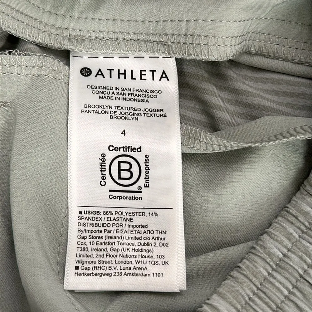 Athleta 27" Brooklyn Textured Green Pinstripe High Rise Jogger Ankle Pants‎ Sz 4 - Image 11