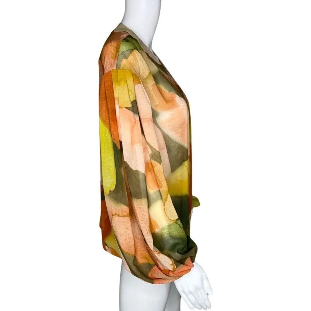 Anthropologie Hutch Shirt Womens XS Green Orange Minnie Full Sleeve Boho Peasant - Image 2