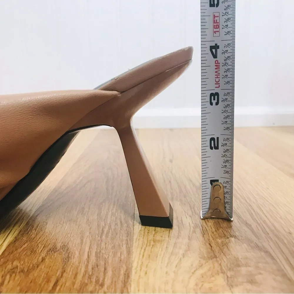 MARC FISHER Delian Nude Tan Leather Slide Sandal Heel Slip On Knotted Sz 7.5 New - Image 12