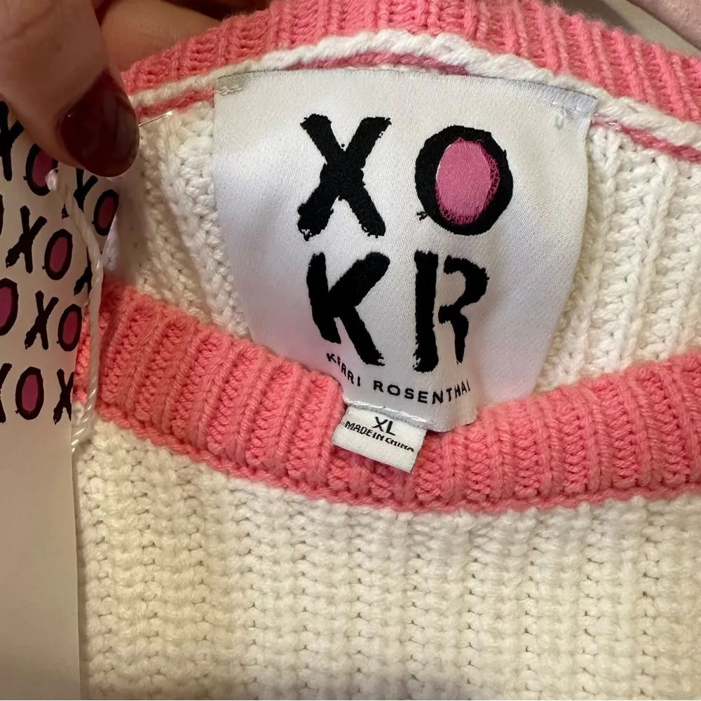 NWT XOKR kerri rosenthal pink heart sweater size extra large - Image 4