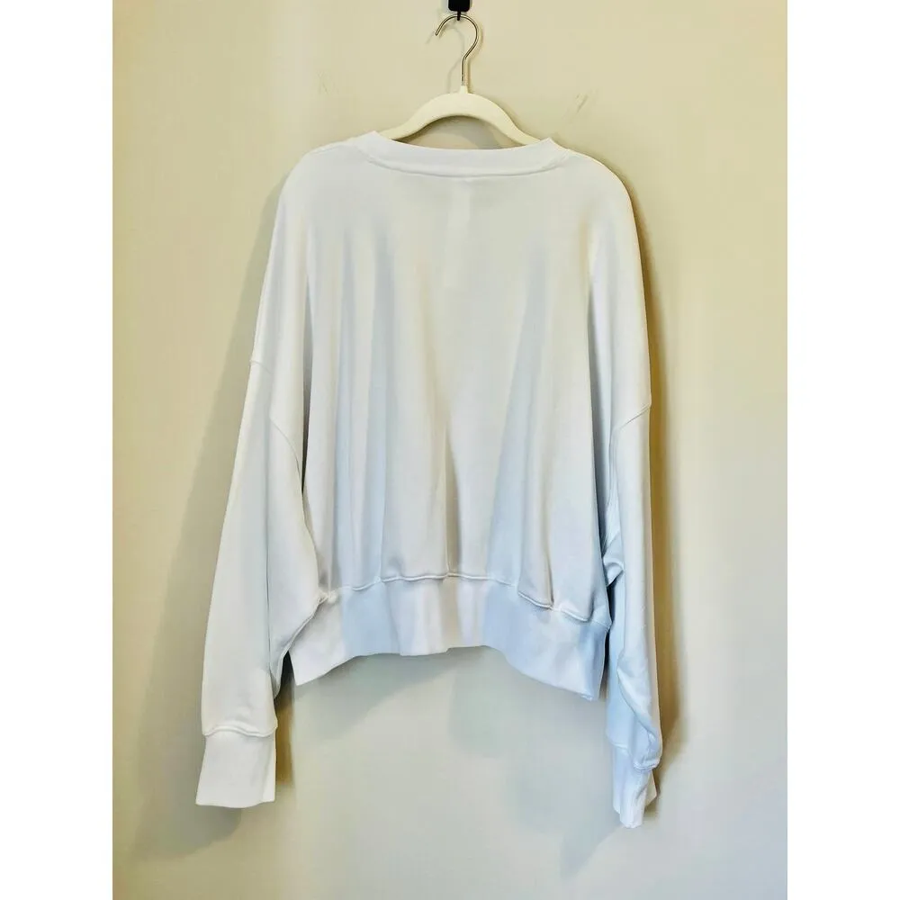 NWT Fabletics Year Round Terry Crew Neck Sweatshirt in White Women's sz. XL - Image 5