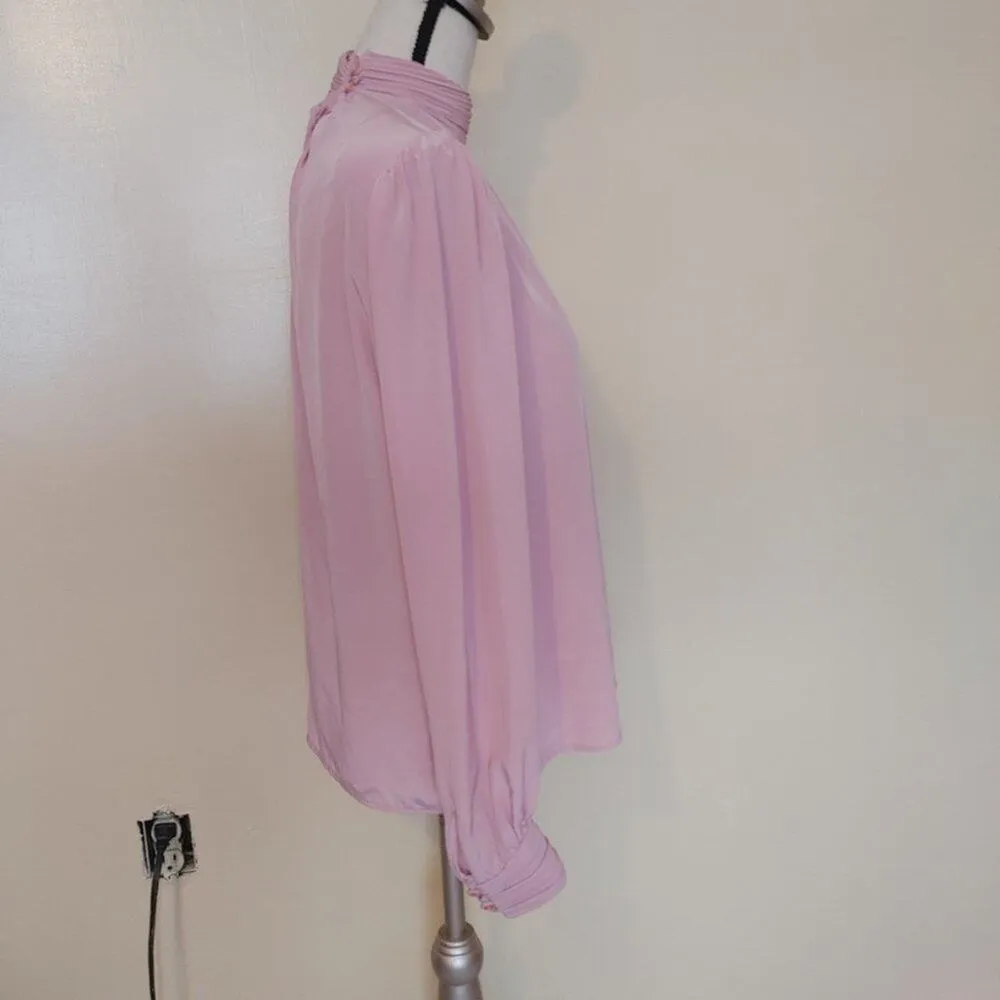 Helene St. Marie 14 Petite 80s Vintage Pink Long Sleeve Blouse Soft Career Basic - Image 4