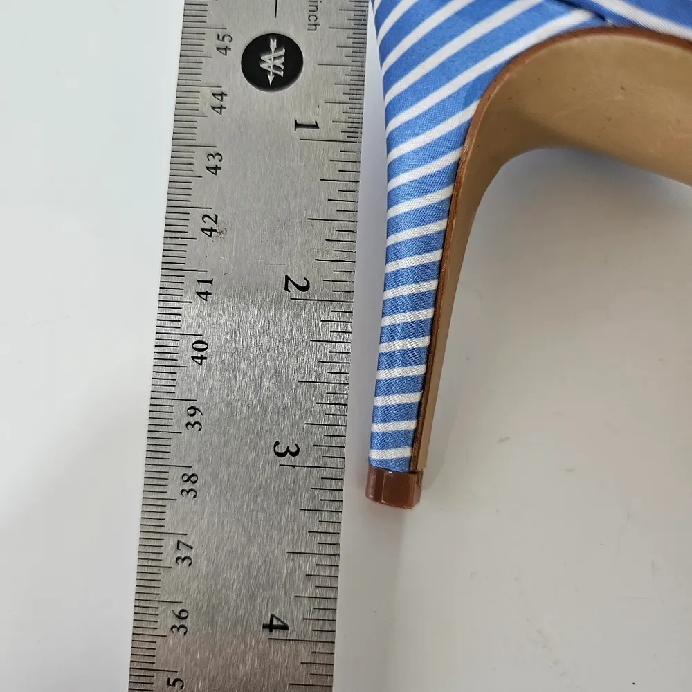 Kelly & Katie Blue Stiped Satin Heeled Sandals Size 10 - Image 8