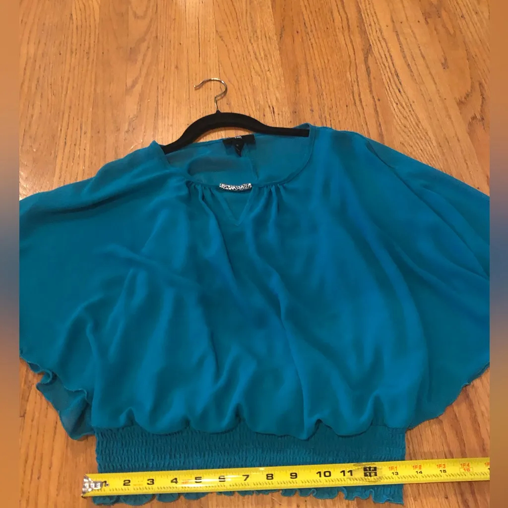 IZ Byer | Chiffon Boho Blouse | Built-In Cami | Smocked Waist | EUC - Image 8