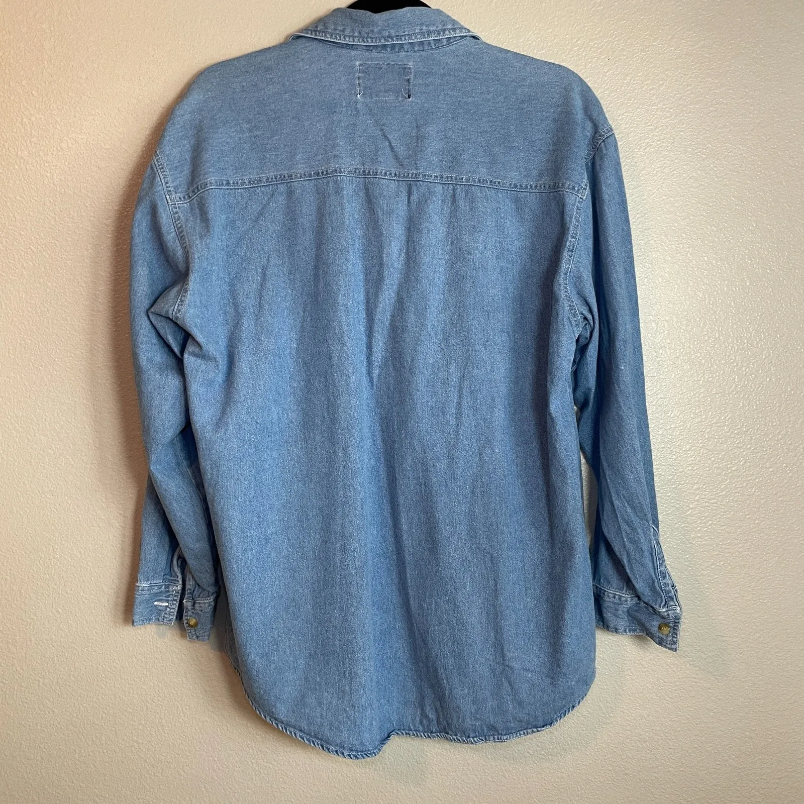 Lets Quizz Again Sz M Women Denim Bear Christmas Embroidered Long Sleeve Shirt Blue Size M - Image 6