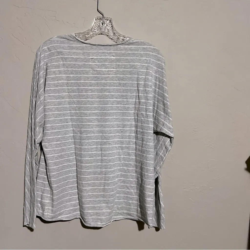 Frank & Eileen The Lab Continuous Long Sleeve Melange Gray White Raw Hem Top - Image 9