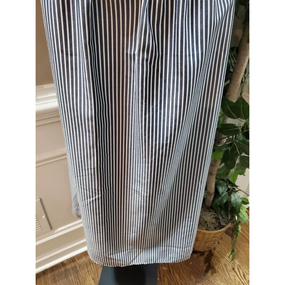 Women's Blue/White Striped Polyester Round Neck Short Sleeve Long Maxi Dress XL - Image 4