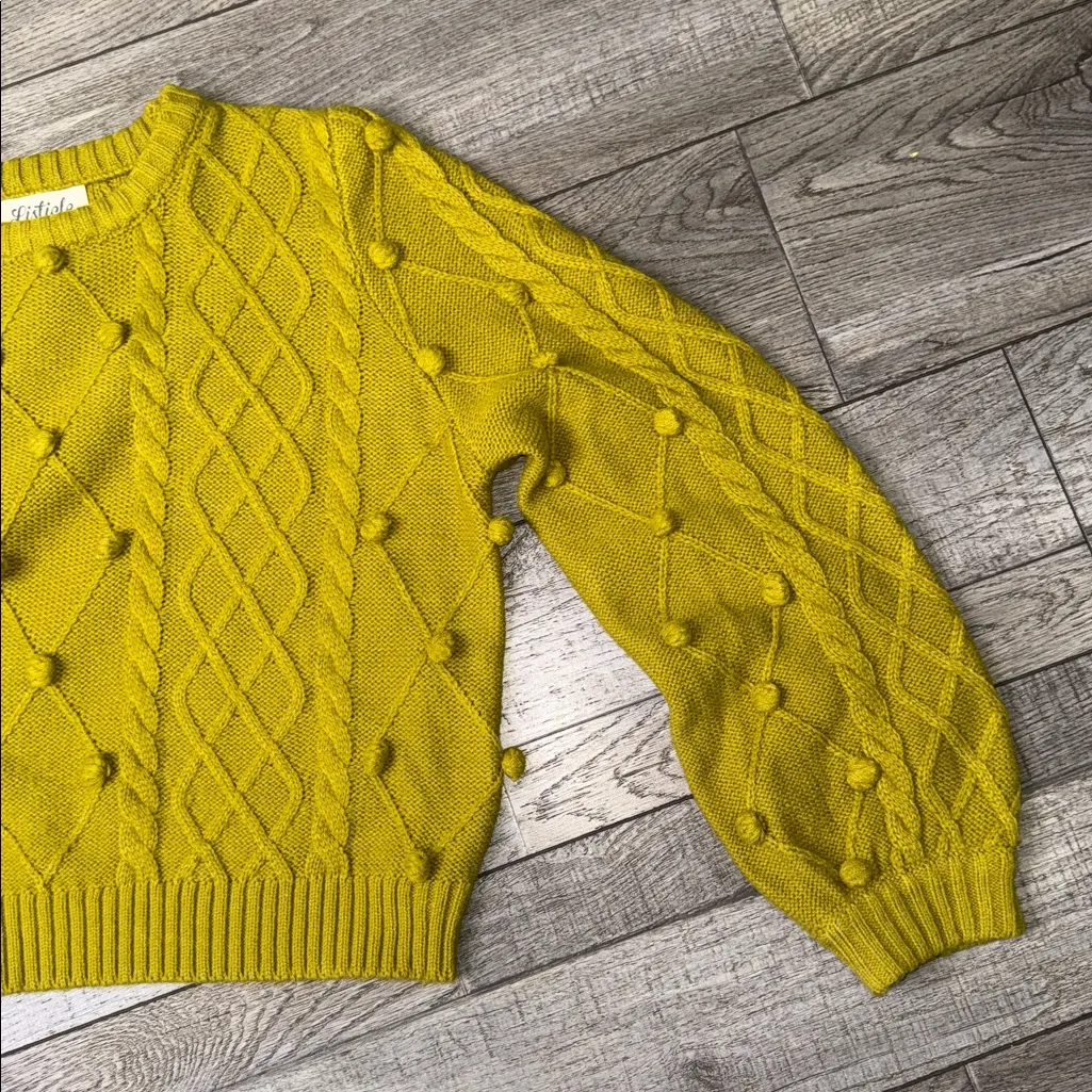 Listicle Olive Green Cable Knit Pom Pom Sweater - Image 6