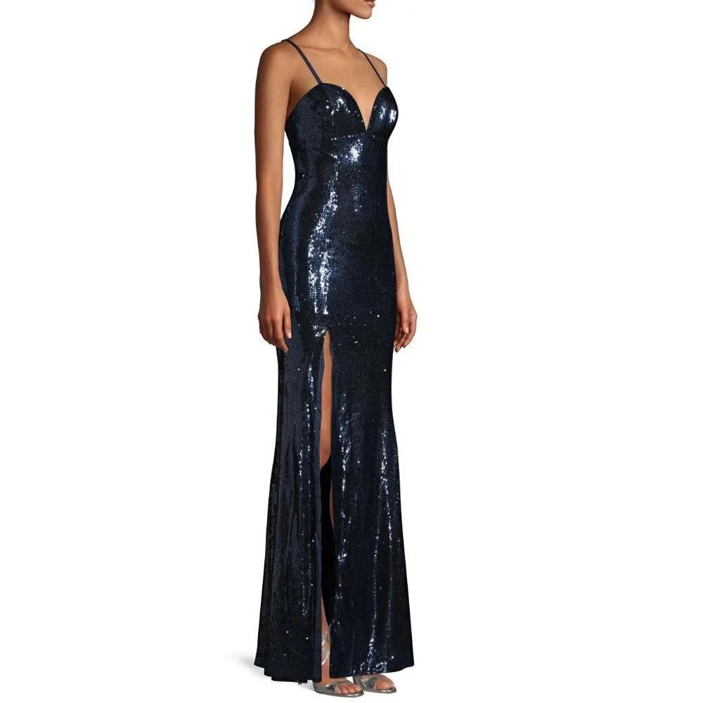 DRESS THE POPULATION Alejandra Sequin Mermaid Gown in Night Sky Size X-Large - Image 11