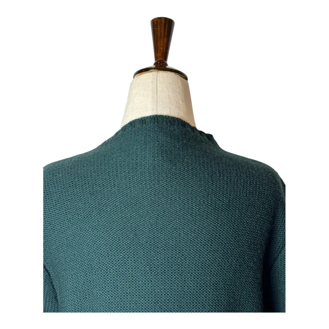 Pendleton Sweater Women‎ Large Green Merino Wool Mock Neck Chevron Knit Preppy - Image 6
