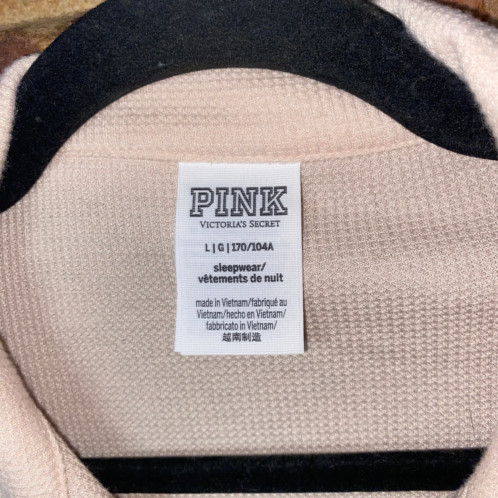 PINK Victoria's Secret Cream Long Sleeve Thermal Waffle Knit Henley Size Large - Image 6