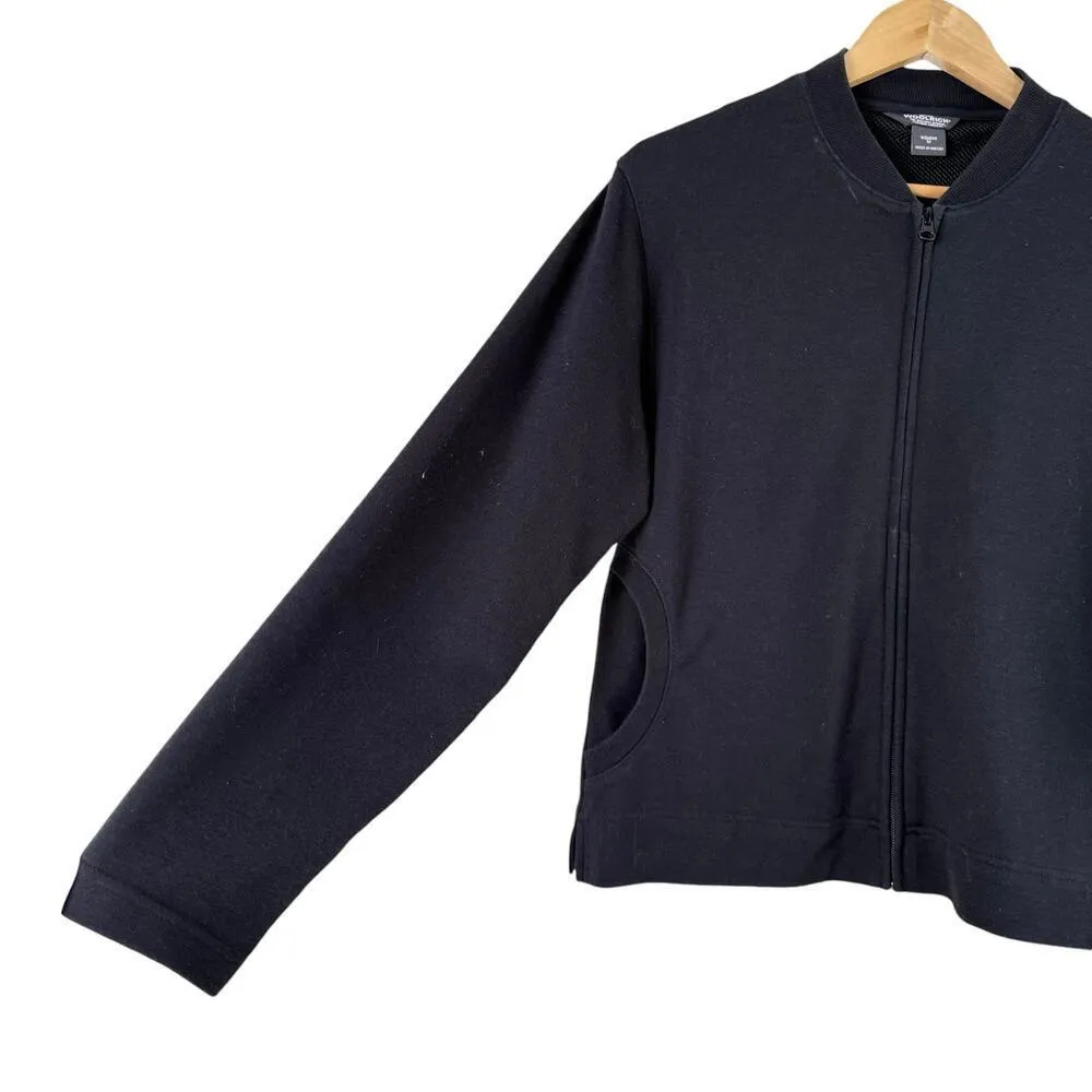 Woolrich‎ Full Zip Short Jacket in Black Stretch Cotton, Size Medium - Image 6