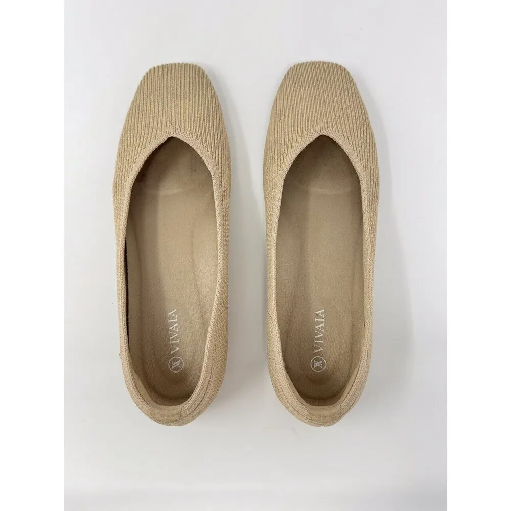 VIVAIA Womens Shoes Beige Square Toe V Cut Flats Margot 2.0 Sandals 40.5 US 9 Tan - Image 6