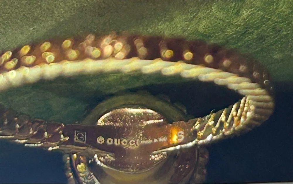 Gucci Interlocking G Flower Ring Ottone/Resin/Strass Gold Pink Crystal 702609 - Image 7