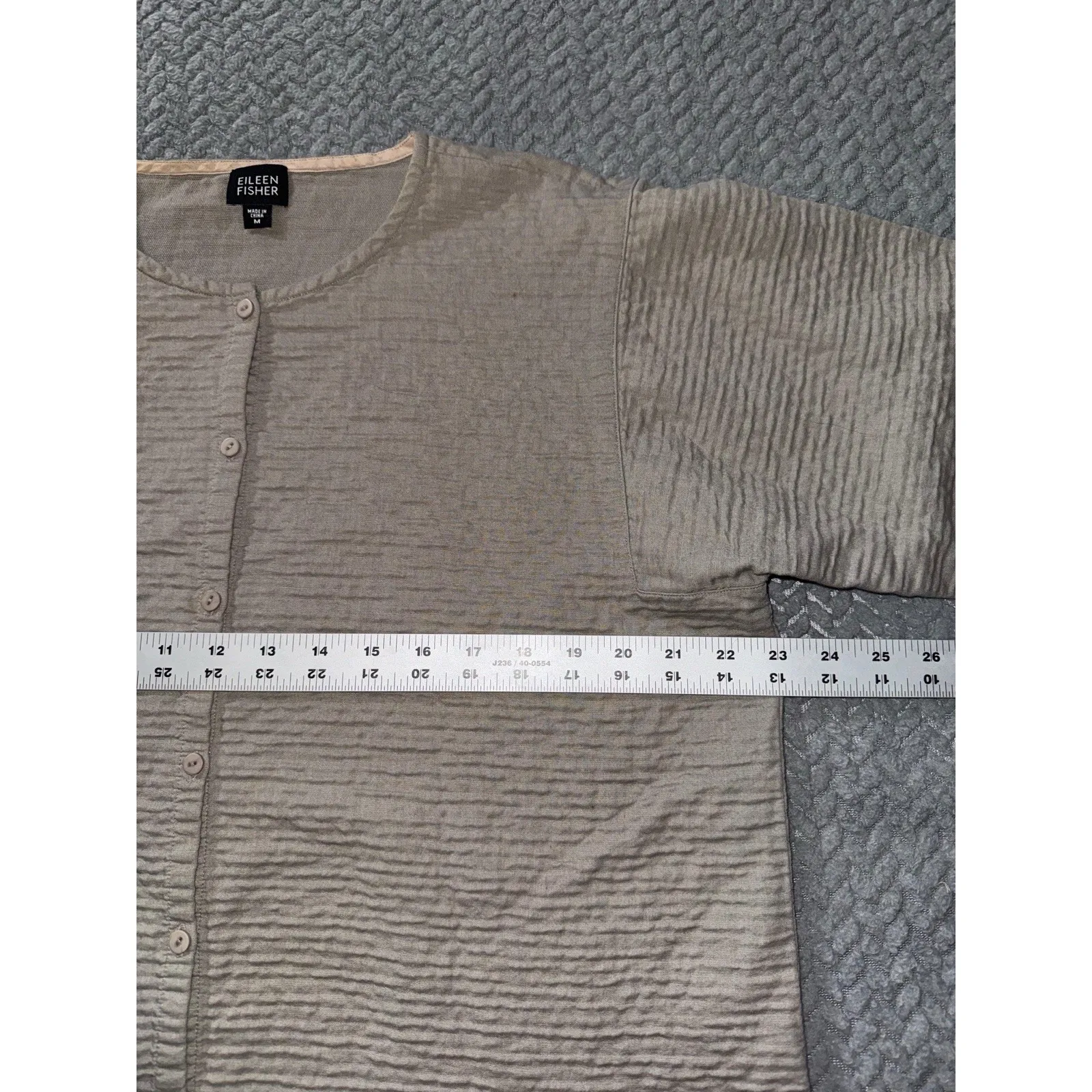 Eileen Fisher Women's Collarless Button Front Boxy Jacket Beige Size M - Image 6