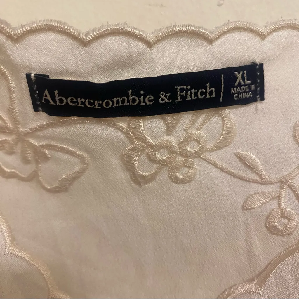 Abercrombie & Fitch Womens Ivory Lace Trim Cami Bodysuit XL Thong Back Cotton - Image 2