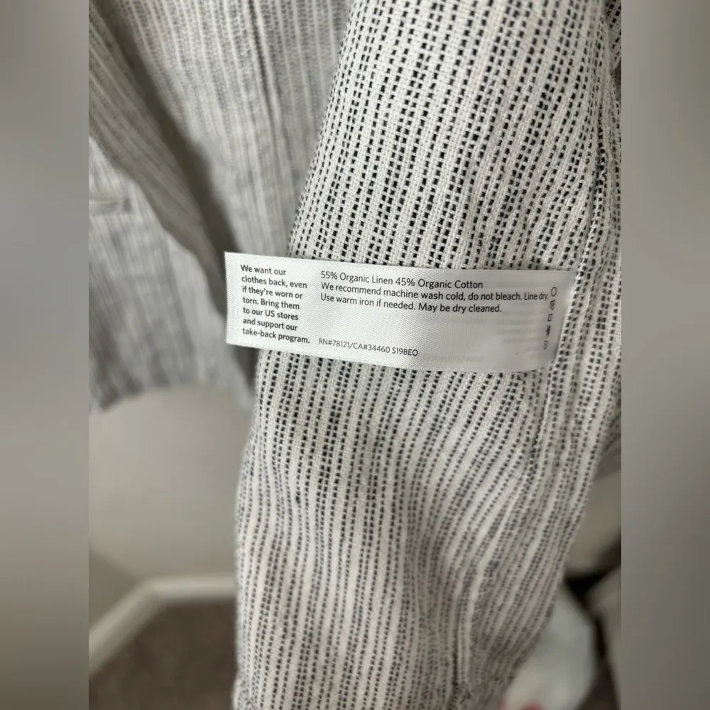 EILEEN FISHER Organic Linen Cotton Ticking Stripe Jacket size medium - Image 9