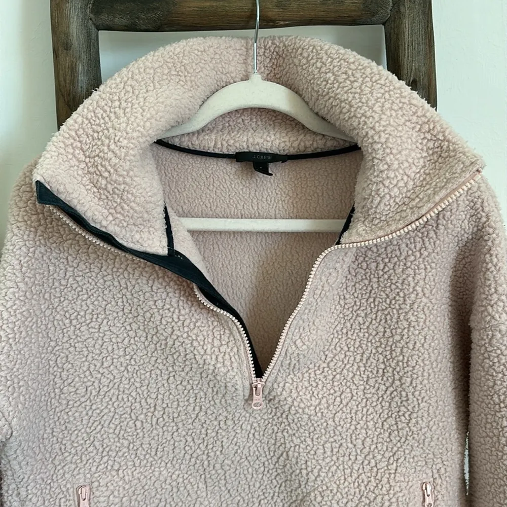 J Crew Womens Pullover Fleece Sherpa Polartec Half-zip Pink Size Small - Image 6