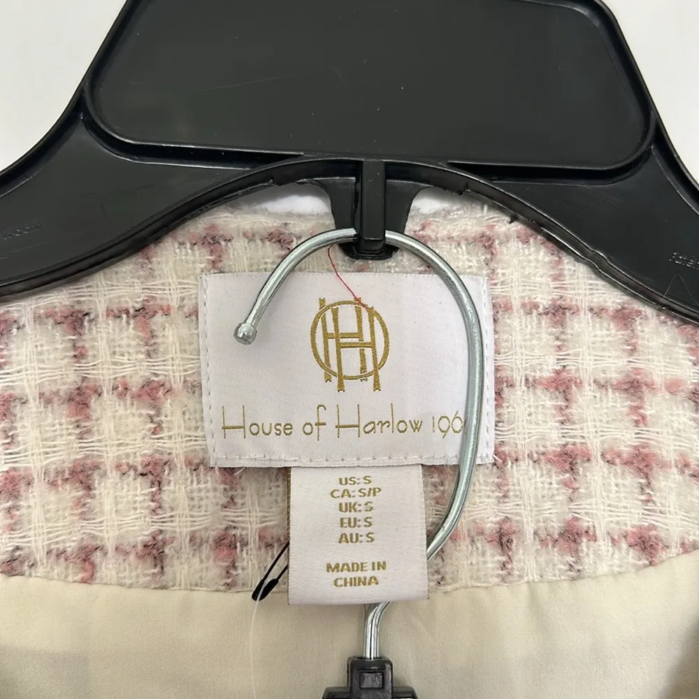 NWT House Of Harlow 1960 Houndstooth Cream Tweed Jacket + Skort 2 Piece Set Sz S - Image 4