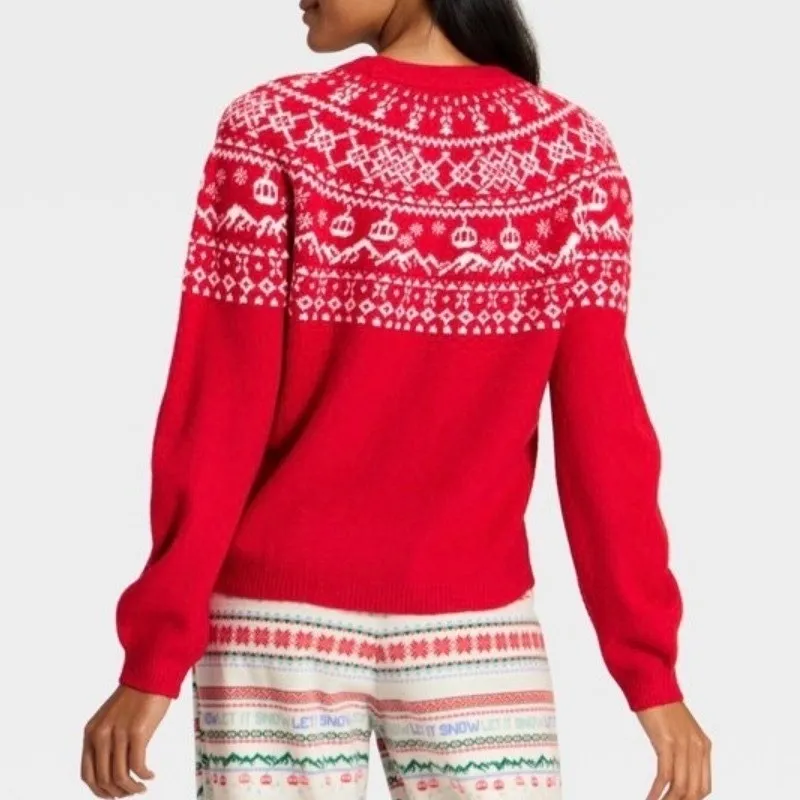 WonderShop AT TARGET Red White Snow Days Fair Isle Winter Sweater Size Small - Image 6