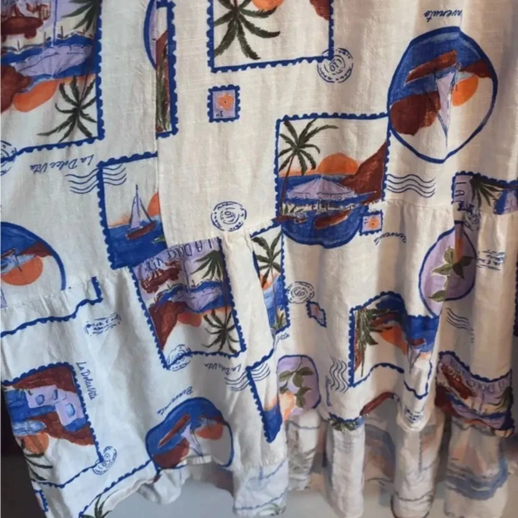 Paper Heart Anthropologie La Dolce Vita Postcard Travel Vacation Dress - Image 7