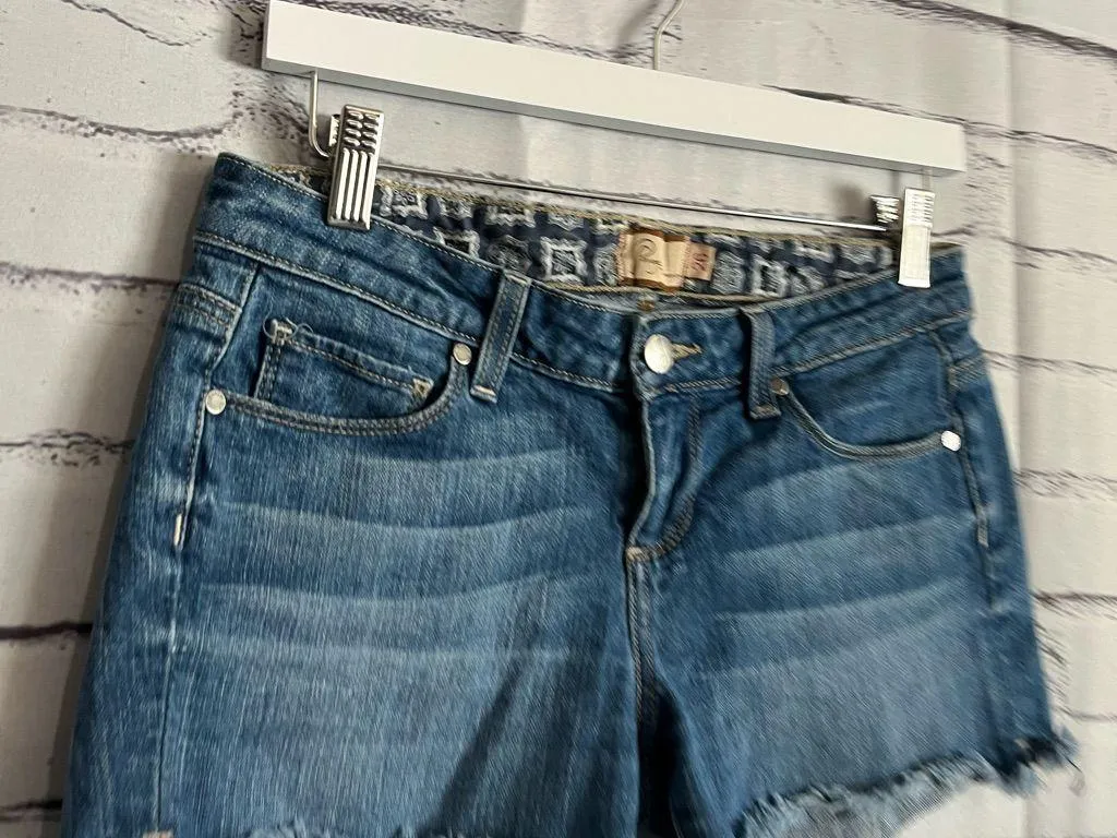 Paige Silver Lake High Rise Denim Cutoff Shorts Size 26 Y2K Blue Vintage Stretch - Image 3