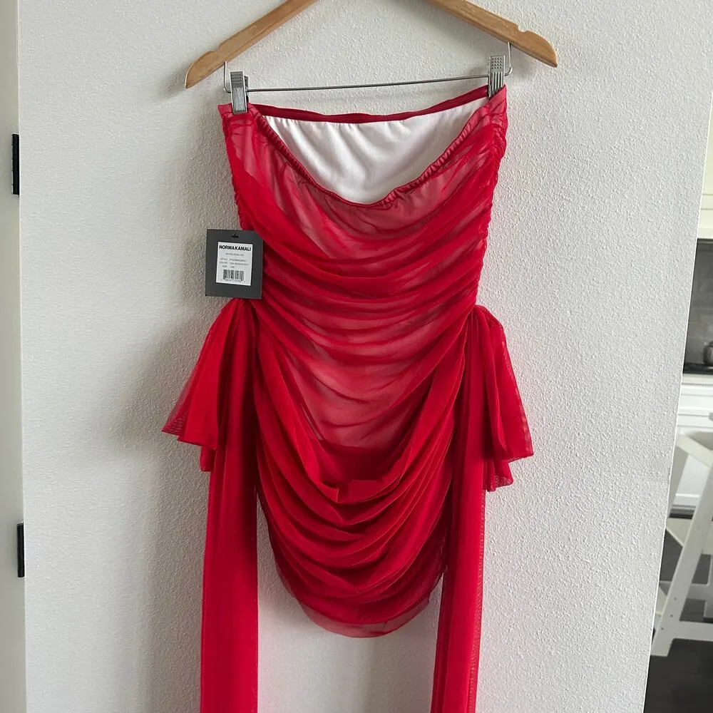 Norma Kamali Strapless Bill Pickleball With Bow Size Large New - Image 7