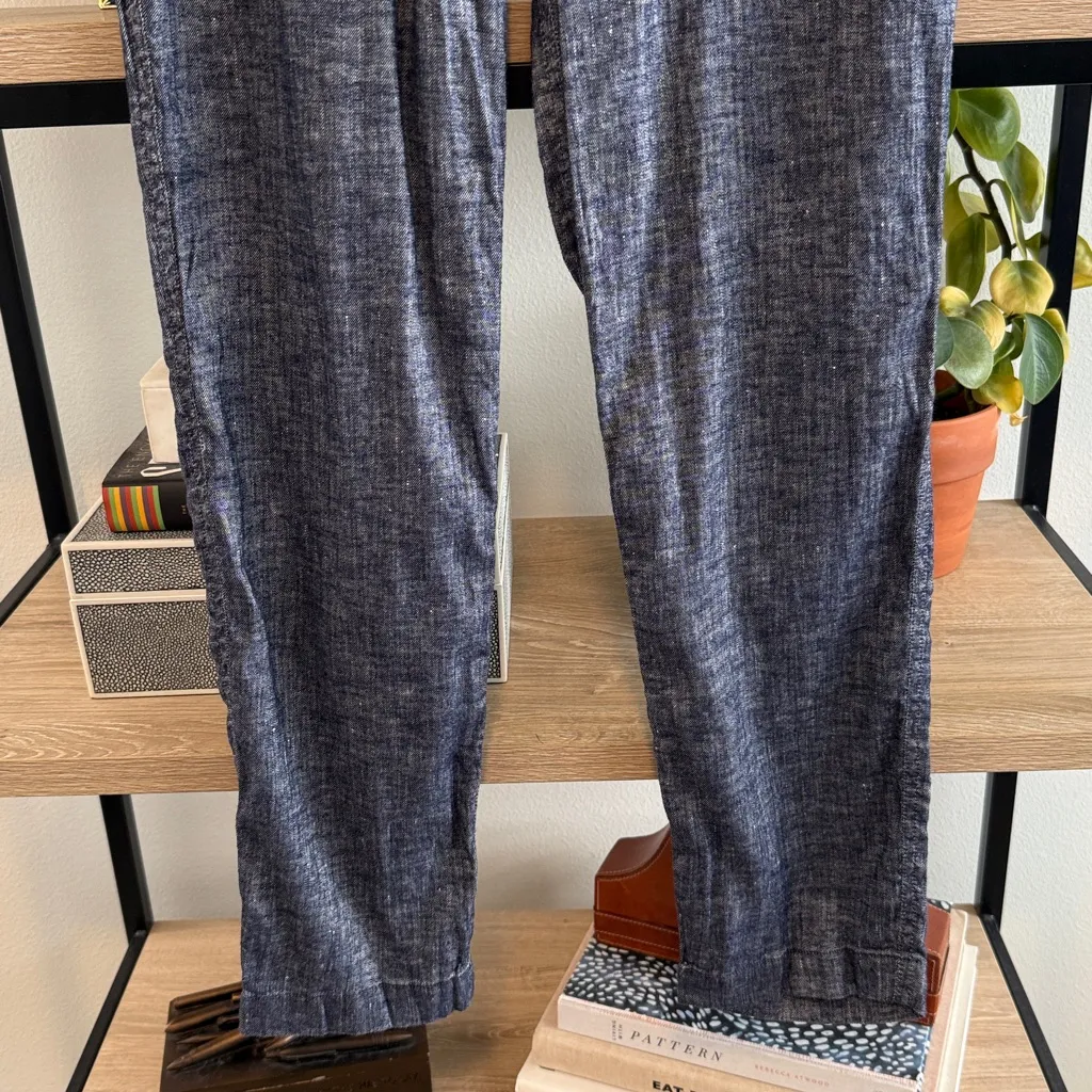 Theory Mid-Rise Korene Chambray Linen Blend Ankle Pull On Pant, 2 - Image 5