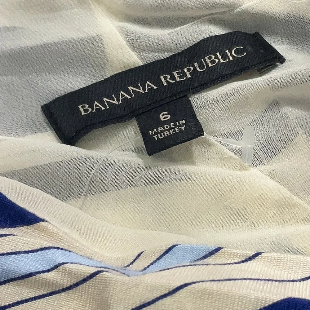 Banana Republic Size 6 Small S One Shoulder Blue Stripe Dress Cocktail Formal - Image 5
