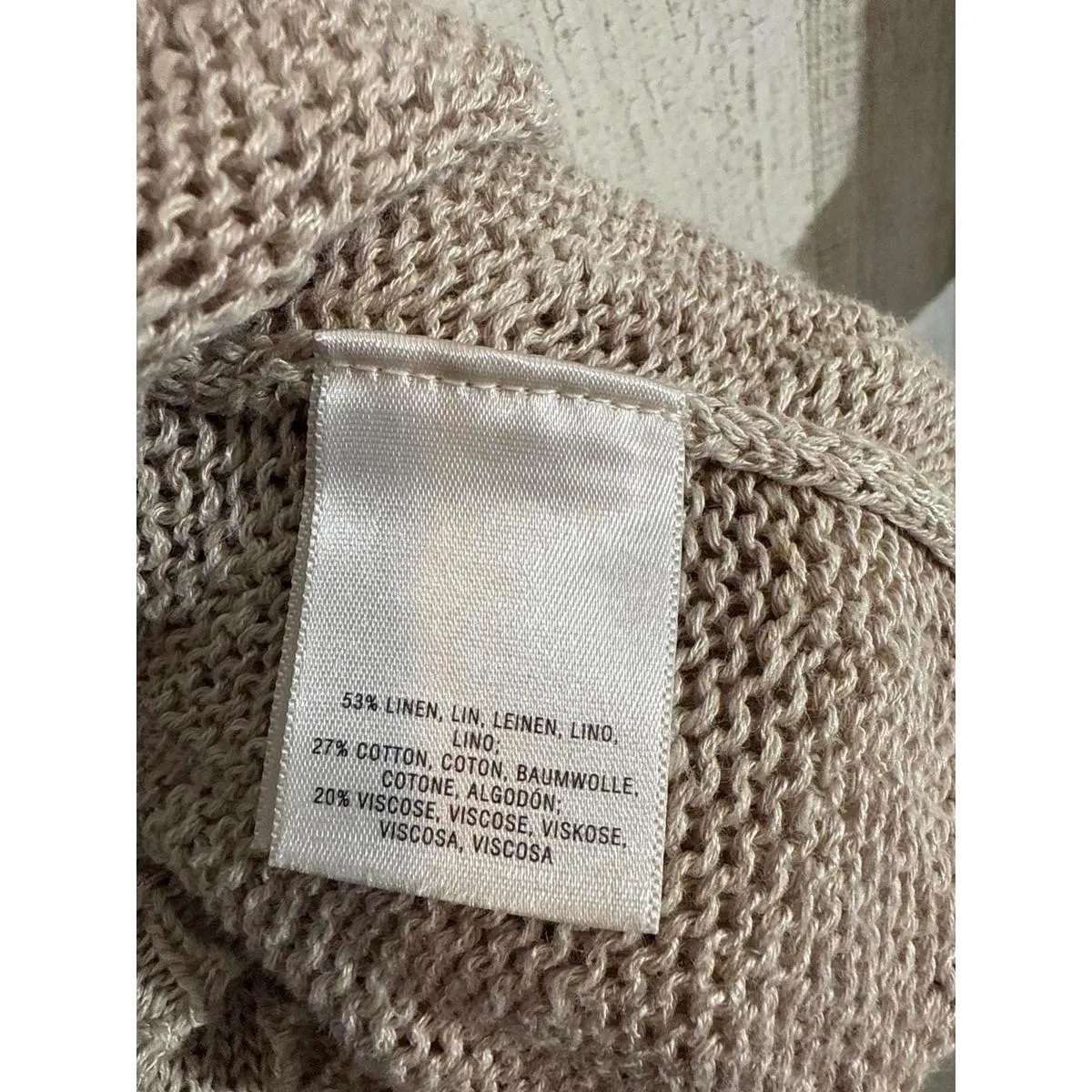 Anthropologie Linen Long Cardigan Angel Of The North Lightweight Beige Women XS - Image 4