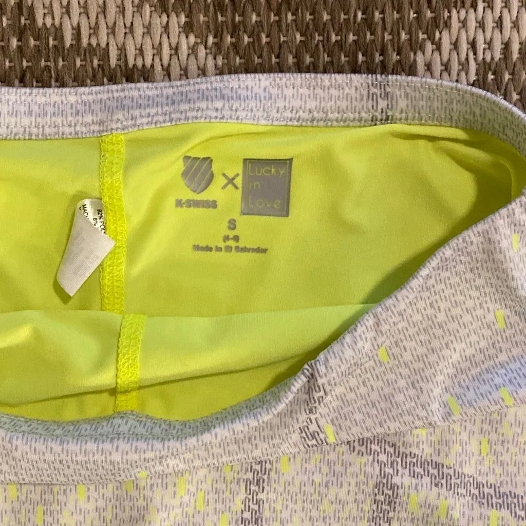 Lucky in love K – Swiss take a pleat tennis skort size small Yellow - Image 2