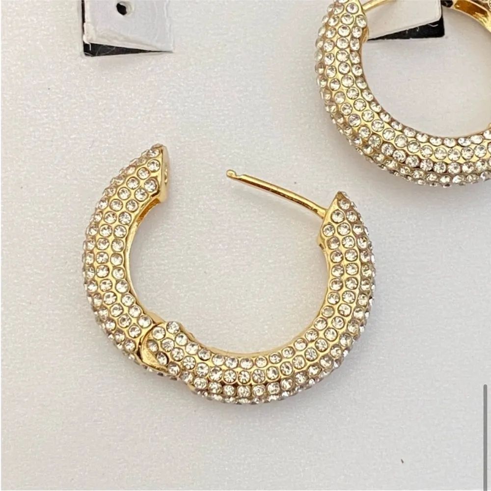 New Baublebar Carina Gold Pavé Crystal Encrusted Huggie Hoops earrings - Image 4
