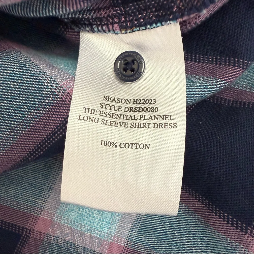 Wildfang The Essential Flannel Long Sleeve Shirt Dress Shacket Plaid Blue Pink Size M - Image 12
