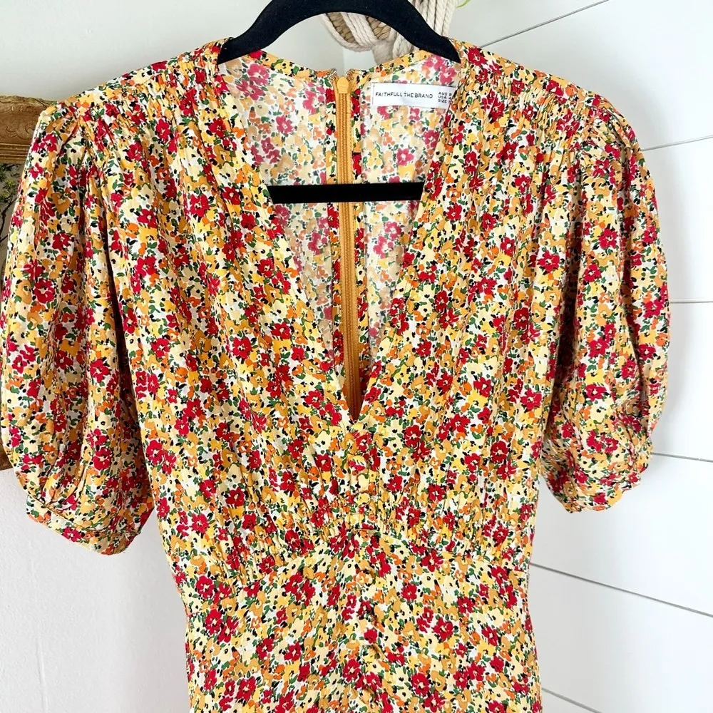 Faithfull The Brand Bellavista Midi Dress La Gomera Floral Print Size US 4 - Image 11