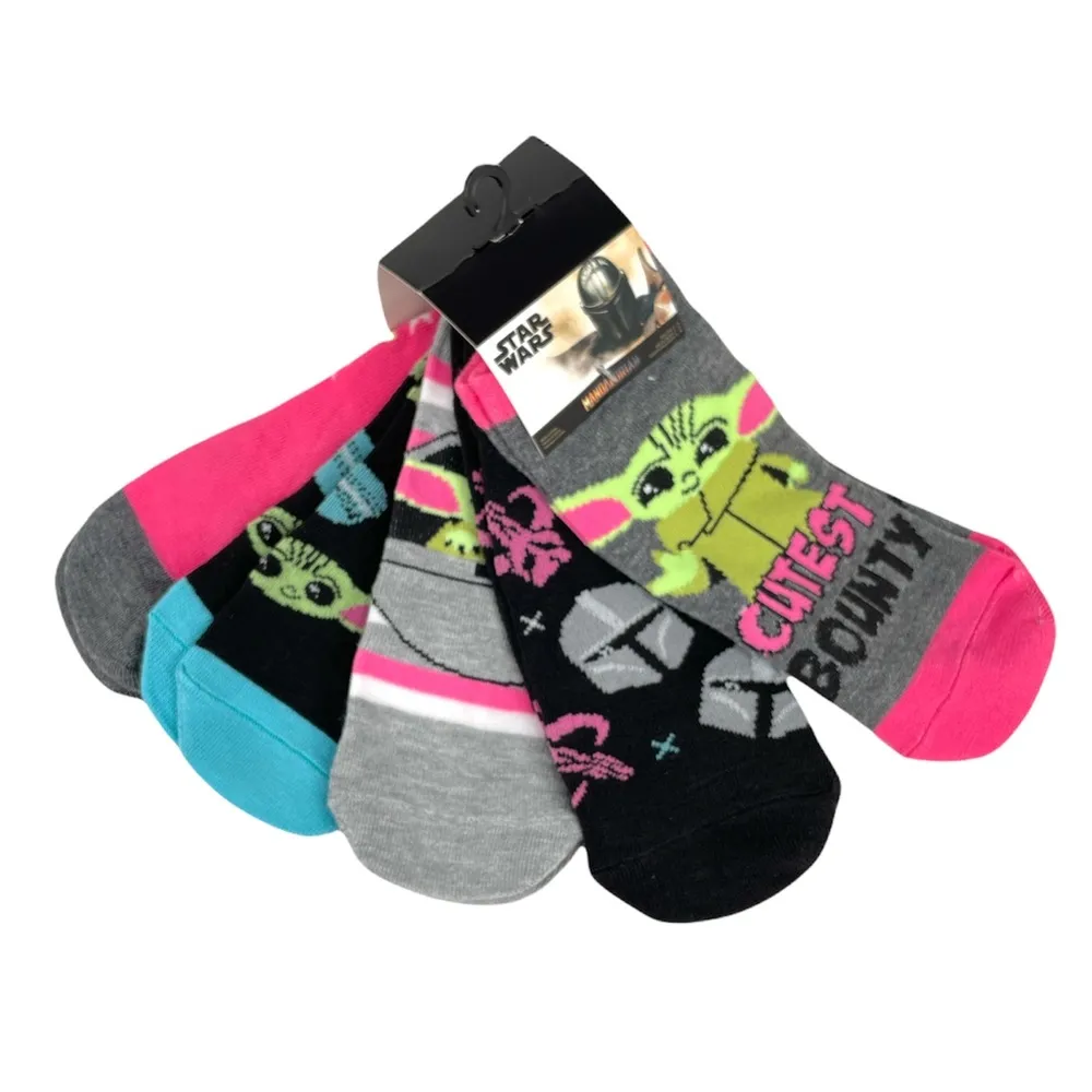 Star Wars The Mandalorian Baby Yoda No Show Socks, Pink, Gray, 5 Pair - Image 9