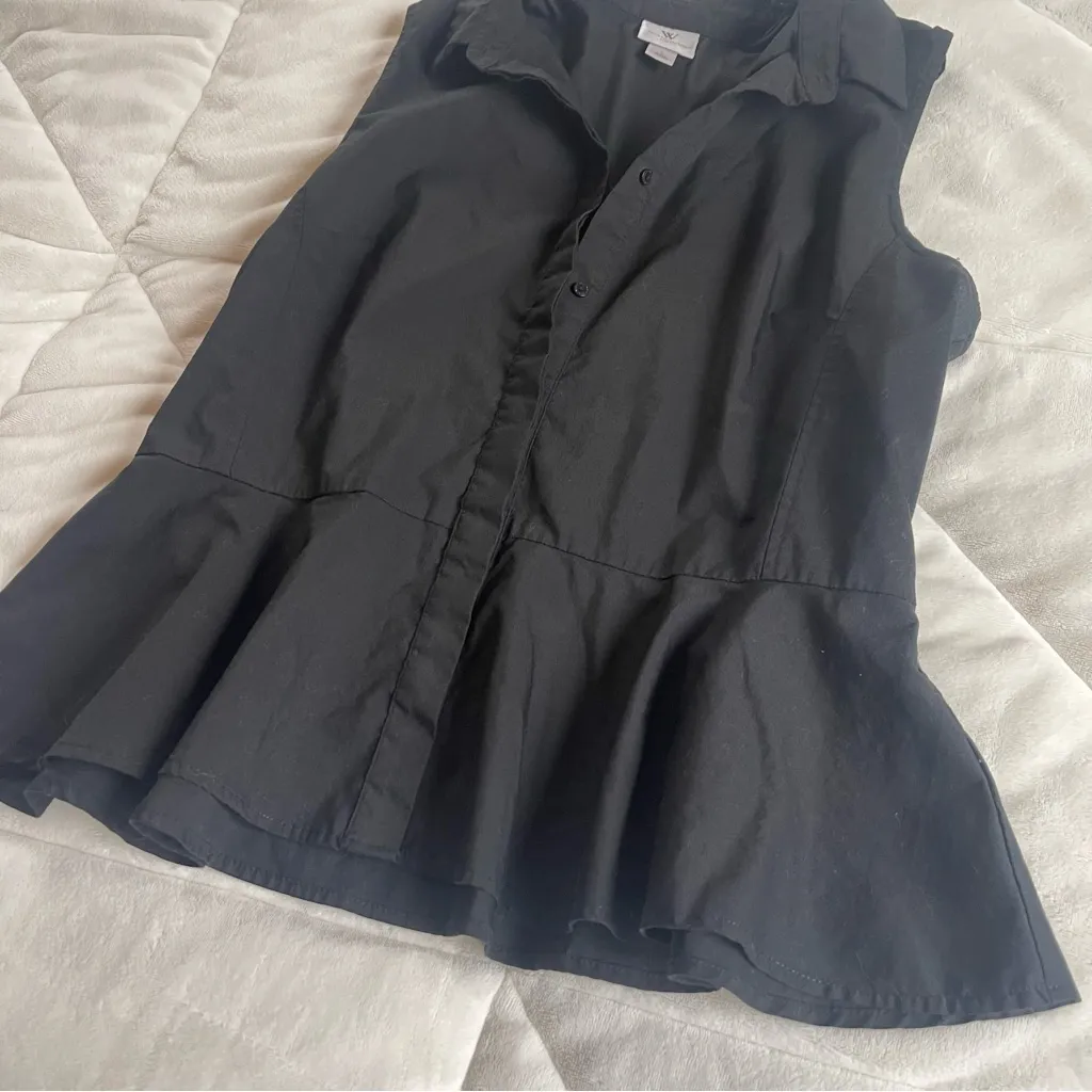 Vintage 90s Worthington Large Solid Black Stretch Sleeveless Top Stable Capsule - Image 4