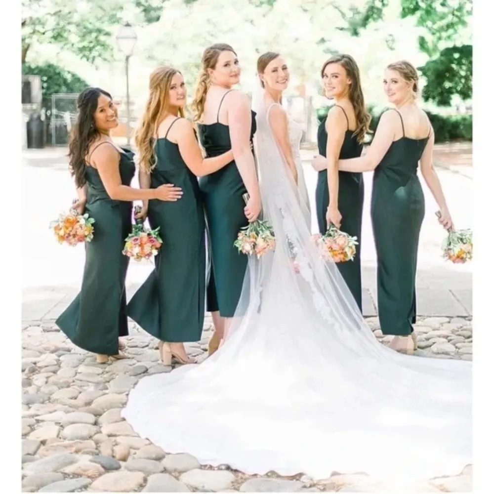 Forest Green Satin Midi Dress - Image 5