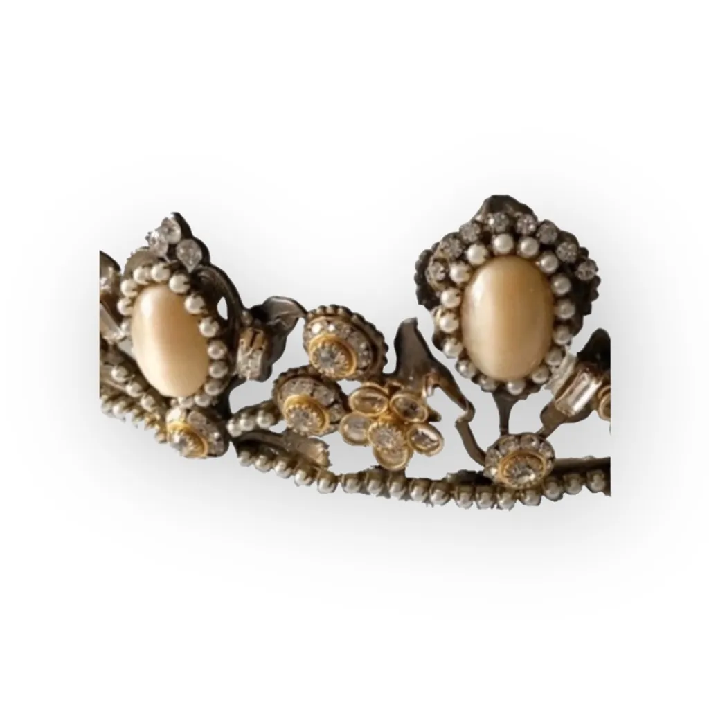 Vintage: Mari Elena ❤︎︎ Luxe Moonstone Swarovski Crystal Bridal Tiara ❤︎︎ Bronze Gold - Image 4