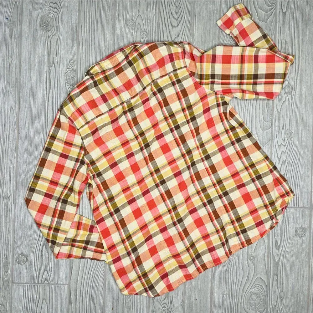 Pendleton woman’s plaid cotton button front long sleeve shirt size petit XL - Image 4