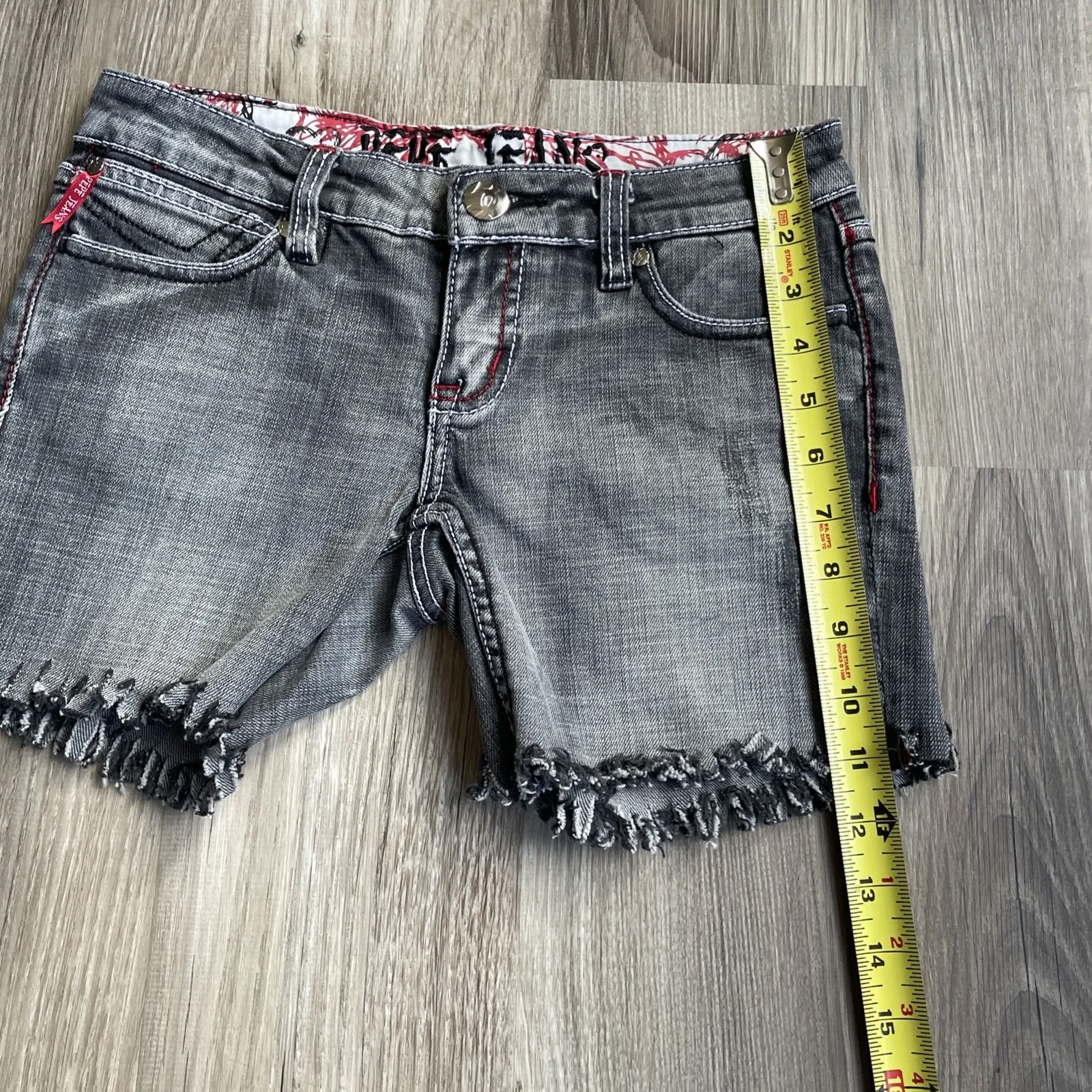 Y2K PEPE JEANS LONDON Black Denim Shorts Size 24 Vintage Hip Hop Low Rise Grunge - Image 6