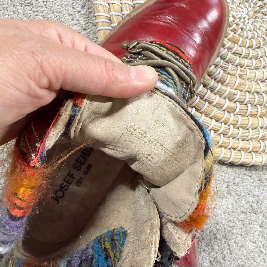 Josef Seibel Women’s Maren 06 Lace Up Leather Ankle Boot Side Zip Red 39/US 8.5 - Image 10